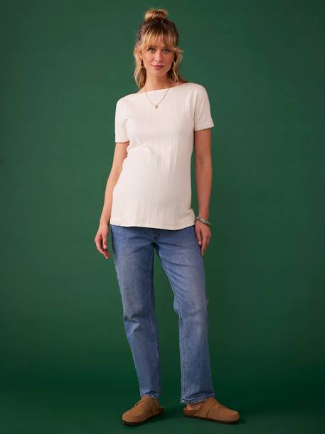 T-Shirt for Maternity, Low Neckline at the Back, in Wide Knit, by ENVIE DE FRAISE ecru+khaki+terracotta - vertbaudet enfant 
