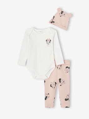 Disney® Minnie Mouse Bodysuit + Trousers + Beanie Ensemble for Baby Girls  - vertbaudet enfant