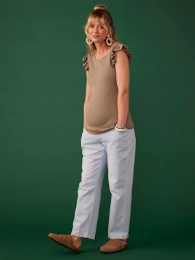 Short Sleeve Rib Knit T-Shirt with Ruffle for Maternity by ENVIE DE FRAISE  - vertbaudet enfant