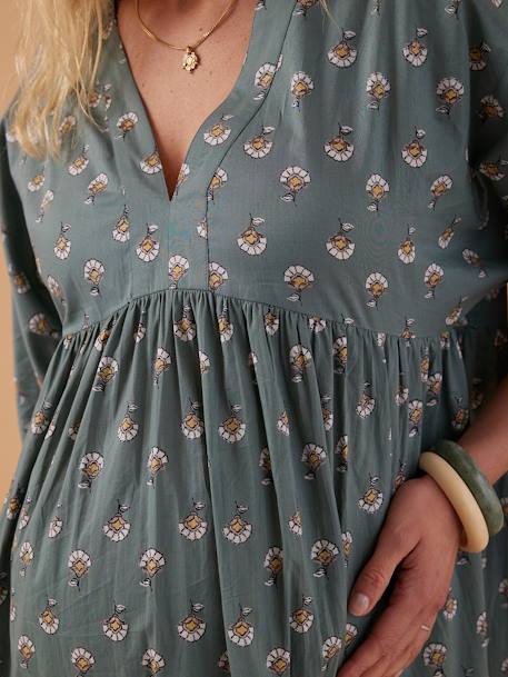 Robe longue grossesse esprit bohème écru+vert - vertbaudet enfant 