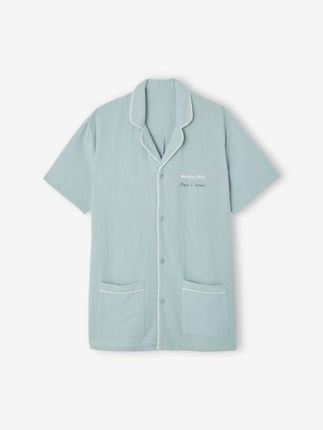 Short Pyjamas in Cotton Gauze for Men sage green - vertbaudet enfant 