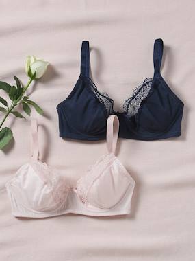-Lot de 2 soutiens-gorge grossesse coton biologique et dentelle