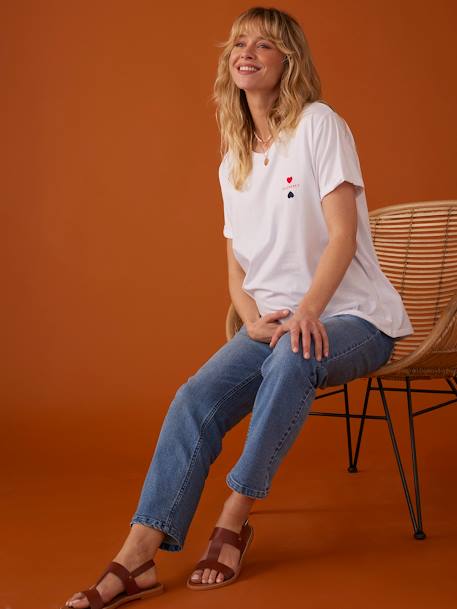Organic Cotton T-Shirt with 'Mummy' Embroidery for Maternity, by ENVIE DE FRAISE white - vertbaudet enfant 