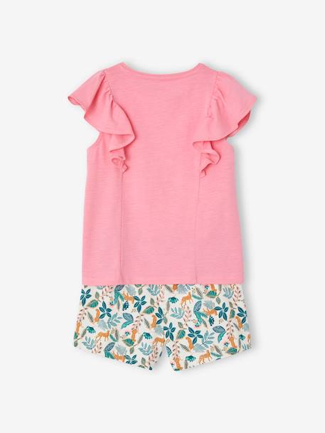 Ensemble tee-shirt et short fille rose+rose pâle+vert d'eau - vertbaudet enfant 