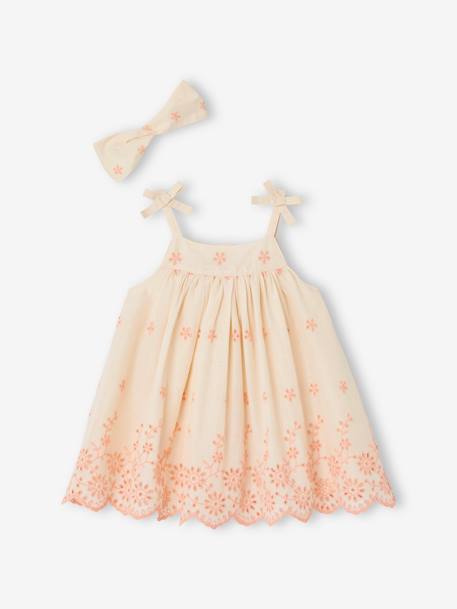 Robe brodée et son bandeau assorti bébé écru - vertbaudet enfant 