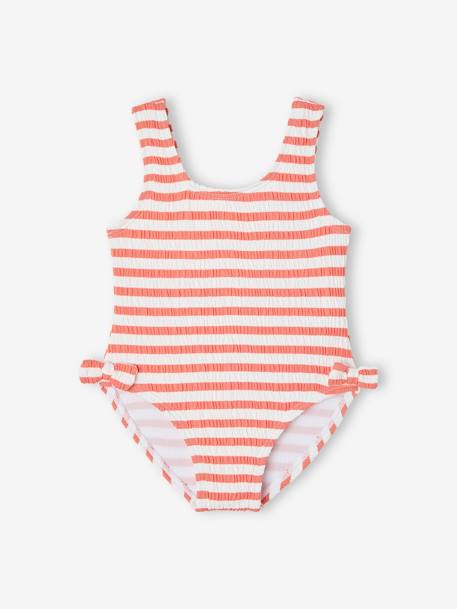 Striped Swimsuit for Baby Girls apricot - vertbaudet enfant 
