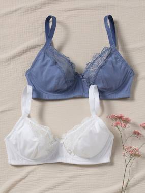Maternity-Pack of 2 Bras in Organic Cotton & Lace, for Maternity