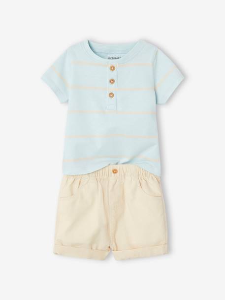 T-Shirt + Shorts Ensemble for Babies sky blue - vertbaudet enfant 