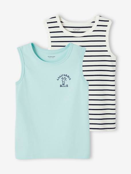 Lot de 2 débardeurs garçon lot jaune+lot vert - vertbaudet enfant 