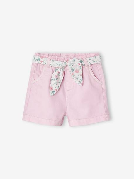 Shorts with Floral Belt for Babies lilac - vertbaudet enfant 