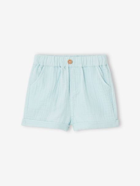 Shorts in Cotton Gauze for Babies blue+ecru+royal blue - vertbaudet enfant 