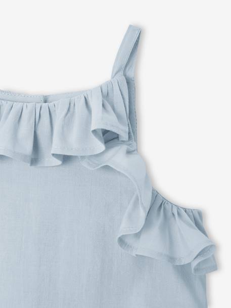 Ensemble bébé : blouse à bretelles + short brodé bleu glacier - vertbaudet enfant 