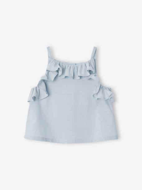 Ensemble for Babies: Blouse with Straps + Embroidered Shorts crystal blue - vertbaudet enfant 
