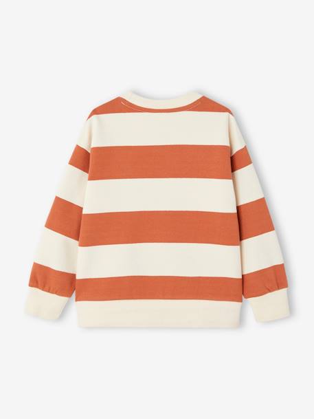 Sweatshirt with Wide Stripes & Bouclé Badge for Boys apricot+night blue - vertbaudet enfant 