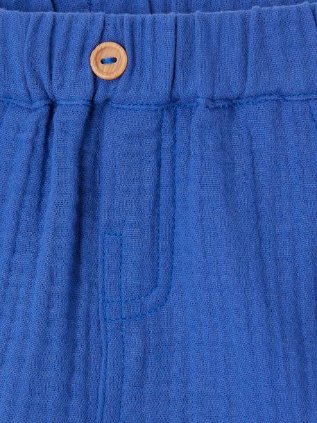 Shorts in Cotton Gauze for Babies blue+ecru+royal blue - vertbaudet enfant 