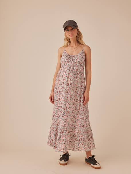 Robe grossesse à bretelles motifs fleurs écru - vertbaudet enfant 