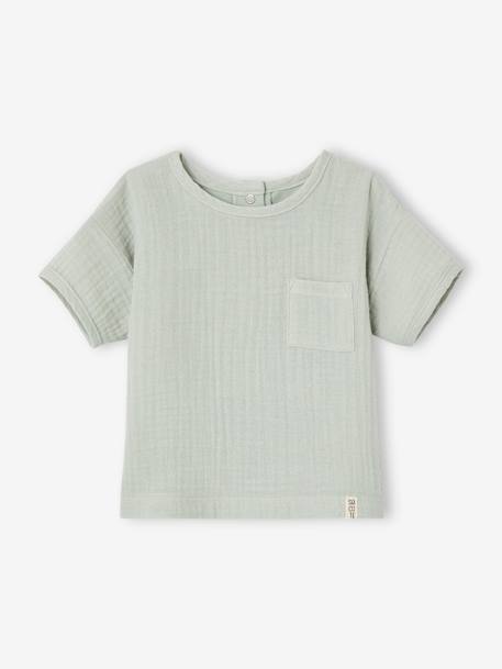 T-shirt bi-matière bébé manches courtes vert d'eau - vertbaudet enfant 