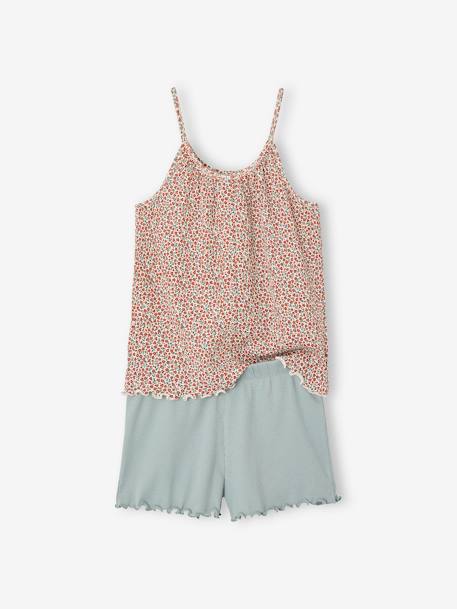 Pack of 2 Short Pyjamas in Rib Knit for Girls grey blue - vertbaudet enfant 
