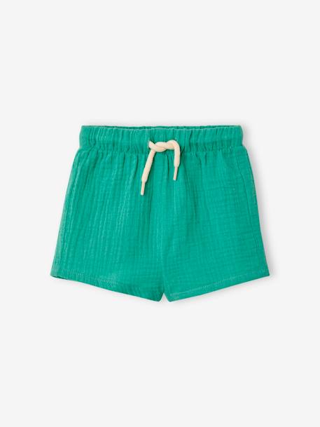 T-Shirt + Shorts Ensemble for Babies mint green+mocha - vertbaudet enfant 