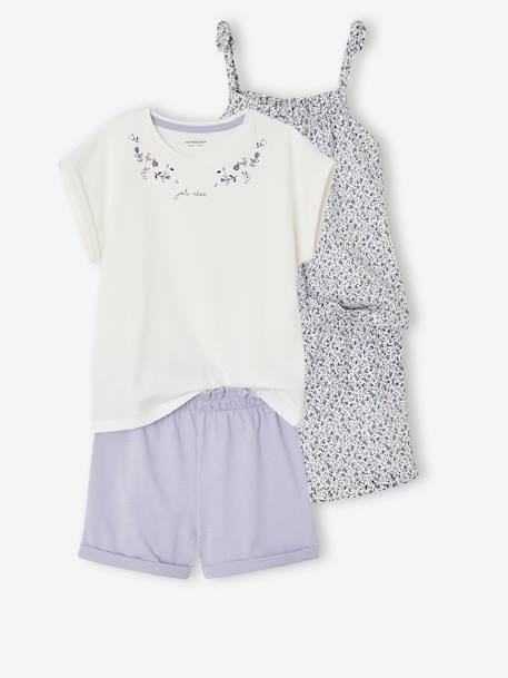 Pack of 2 Flowers Short Pyjamas for Girls lilac - vertbaudet enfant 