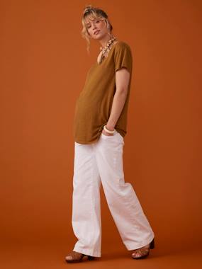 Tee-shirt grossesse col V lin - vertbaudet enfant -Tee-shirt grossesse col V lin