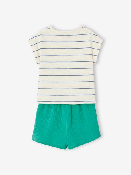 T-Shirt + Shorts Ensemble for Babies mint green+mocha - vertbaudet enfant 