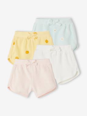 -Pack of 4 Shorts in Terry Cloth, for Babies