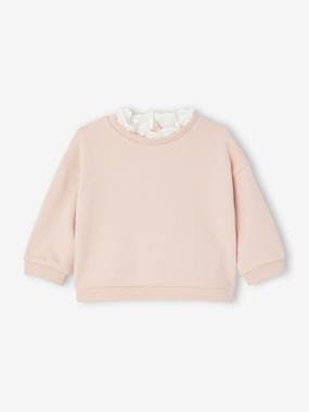 Baby-Jumpers, Cardigans & Sweaters-Sweatshirt with Broderie Anglaise Collar for Babies