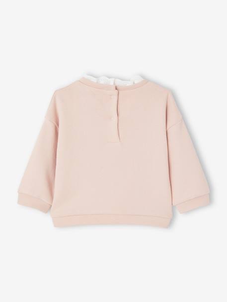 Sweatshirt with Broderie Anglaise Collar for Babies rosy - vertbaudet enfant 