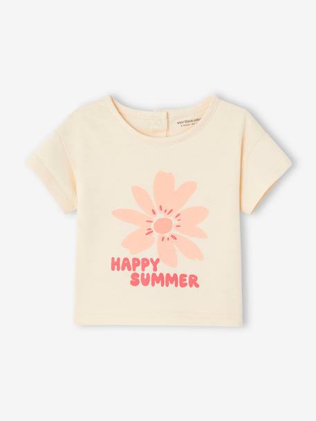 Short Sleeve T-Shirt, 'Happy Summer', for Babies ecru - vertbaudet enfant 