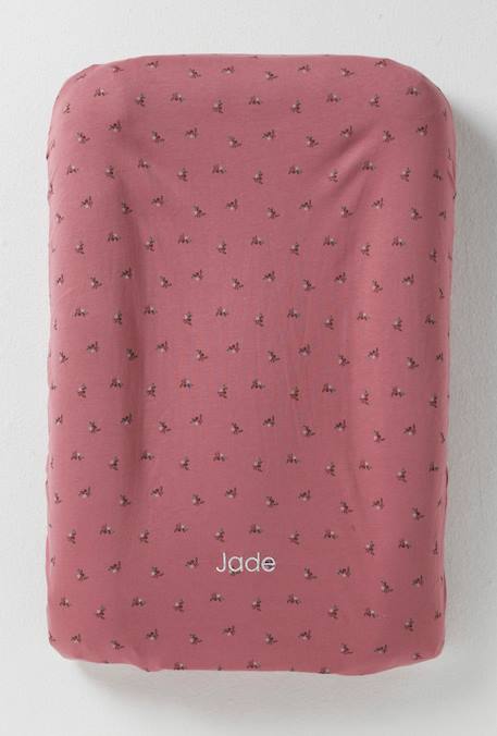 Housse matelas à langer en jersey bois de rose imprimé - vertbaudet enfant 