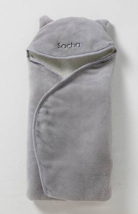 -Plaid bébé à capuche en microfibre, doublé polaire