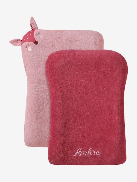 Set of 2 Changing Mattress Covers, Animals, in Towelling blush+grey blue+hazel+multicoloured+pecan nut - vertbaudet enfant 