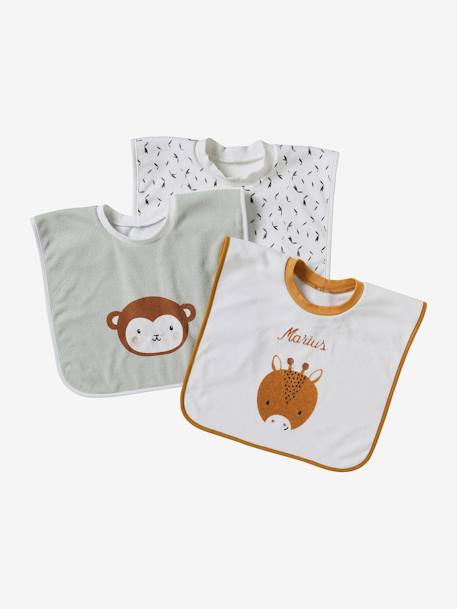 Lot de 3 bavoirs animaux à enfiler écru - vertbaudet enfant 