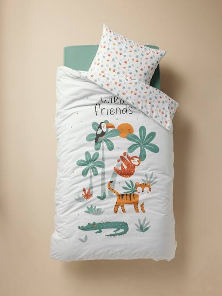 Magicouette Bed Linen Set in Recycled Cotton for Children, Animals multicoloured - vertbaudet enfant 