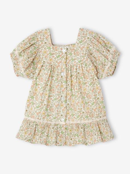 Floral Dress with Lace Details for Babies vanilla - vertbaudet enfant 