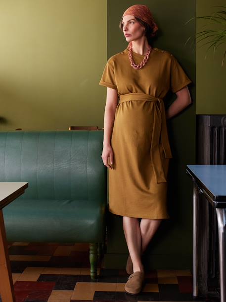 Long Fleece Dress for Maternity by ENVIE DE FRAISE olive - vertbaudet enfant 