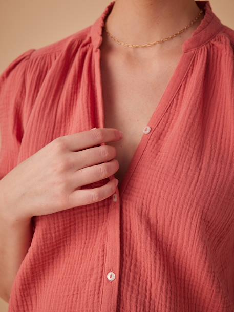 Cotton Gauze Blouse for Maternity by ENVIE DE FRAISE ecru+old rose - vertbaudet enfant 