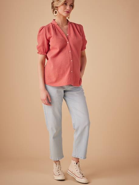 Blouse grossesse en gaze de coton écru+vieux rose - vertbaudet enfant 