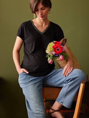 Maternity-T-shirts & Tops-T-Shirt for Maternity, Iridescent V-Neck, by ENVIE DE FRAISE