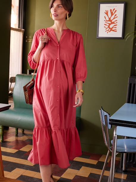 Robe longue grossesse esprit bohème boutonnée bleu roi+grenadine+noir - vertbaudet enfant 
