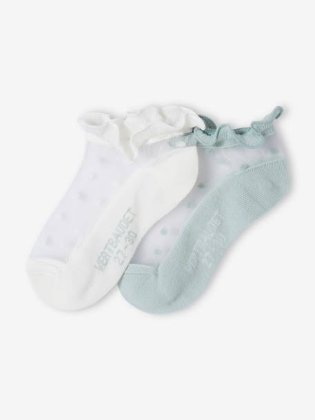 Pack of 2 Pairs of Quarter Socks for Girls ecru - vertbaudet enfant 