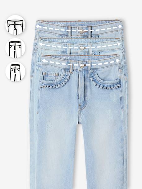 WIDE Hip, Straight Leg MorphologiK Jeans for Girls bleached denim+stone - vertbaudet enfant 