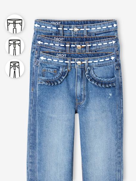 Jean fille droit MorphologiK tour de hanches Medium bleu foncé+stone - vertbaudet enfant 