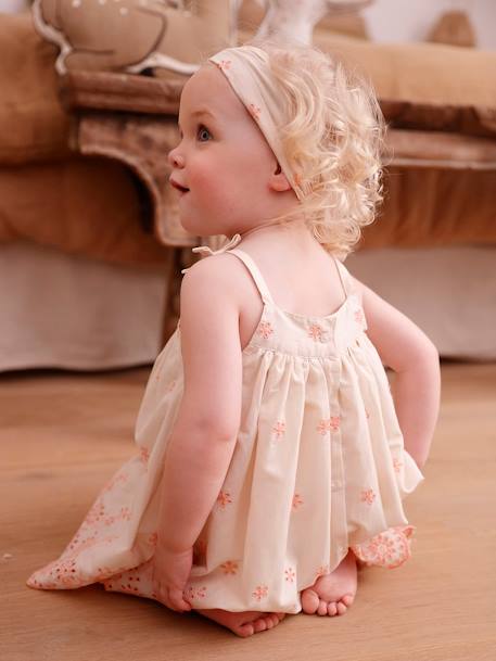 Robe brodée et son bandeau assorti bébé écru - vertbaudet enfant 