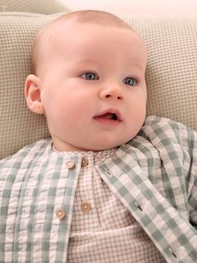 Chequered Cardigan in Seersucker for Newborn Babies  - vertbaudet enfant