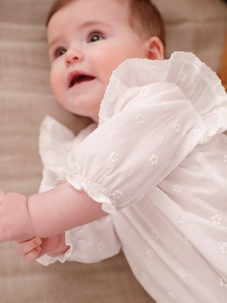 Embroidered Long Sleeve Blouse for Newborn Babies white - vertbaudet enfant 