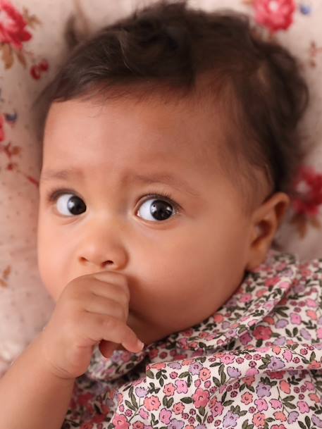Floral Jumpsuit for Newborns ecru+printed white - vertbaudet enfant 