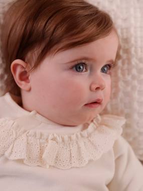 Baby-Sweatshirt with Broderie Anglaise Ruffle for Newborn Babies