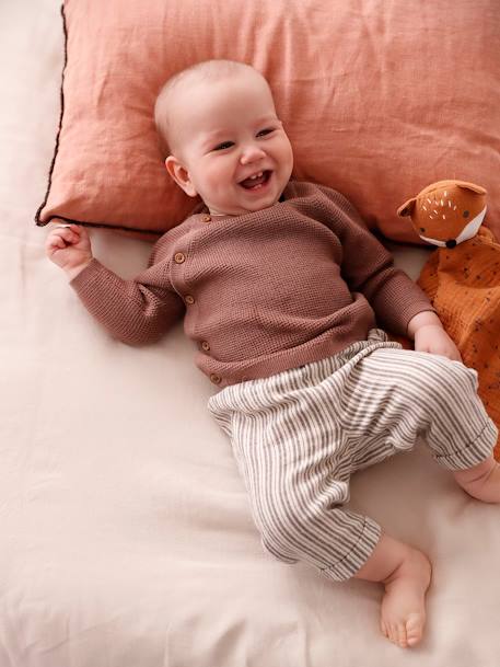 Jumper in Fancy Knit with Opening on the Front for Newborn Babies mocha - vertbaudet enfant 